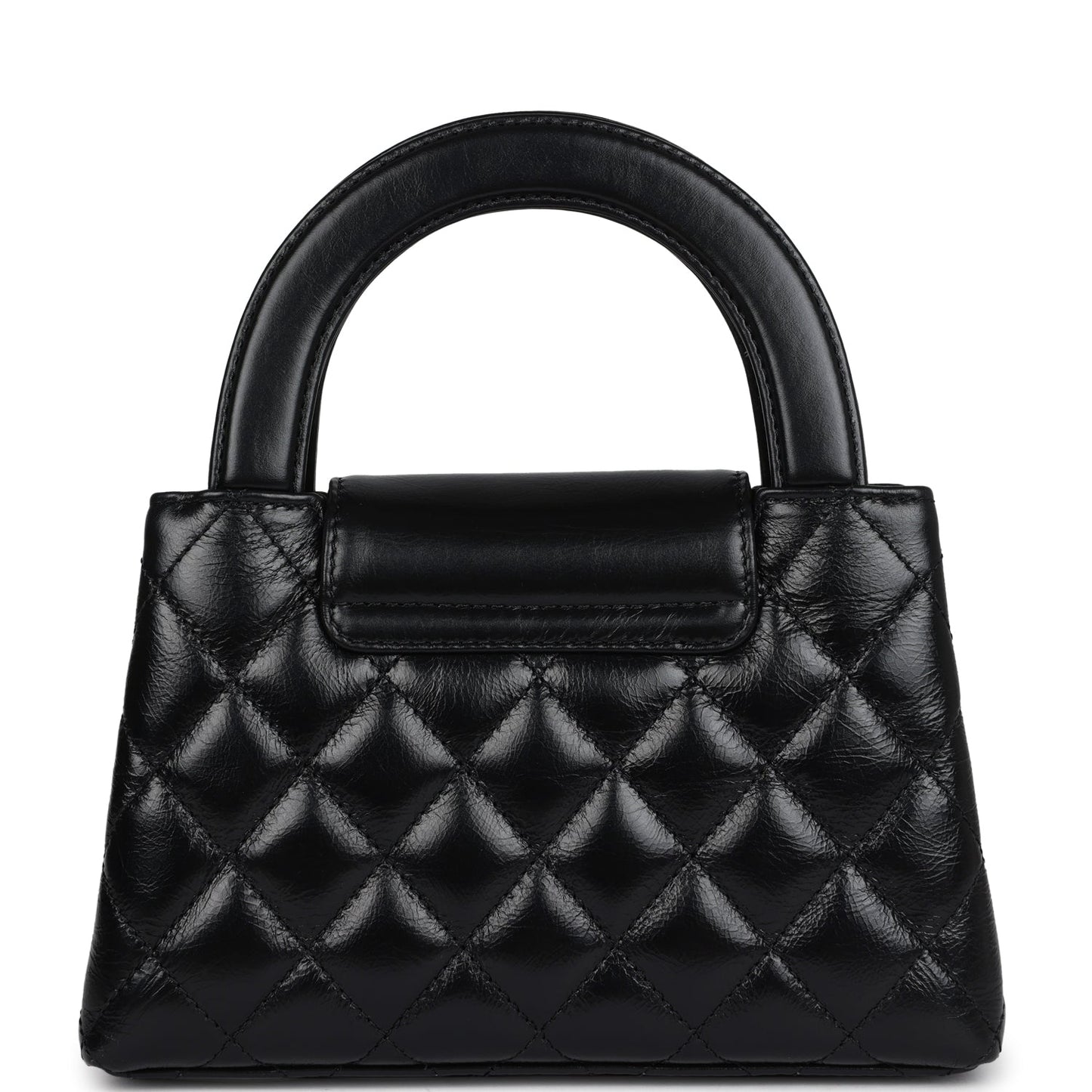 Small Kelly Shopper Black Shiny Aged Calfskin Brushed Gold Hardware Bag Signature