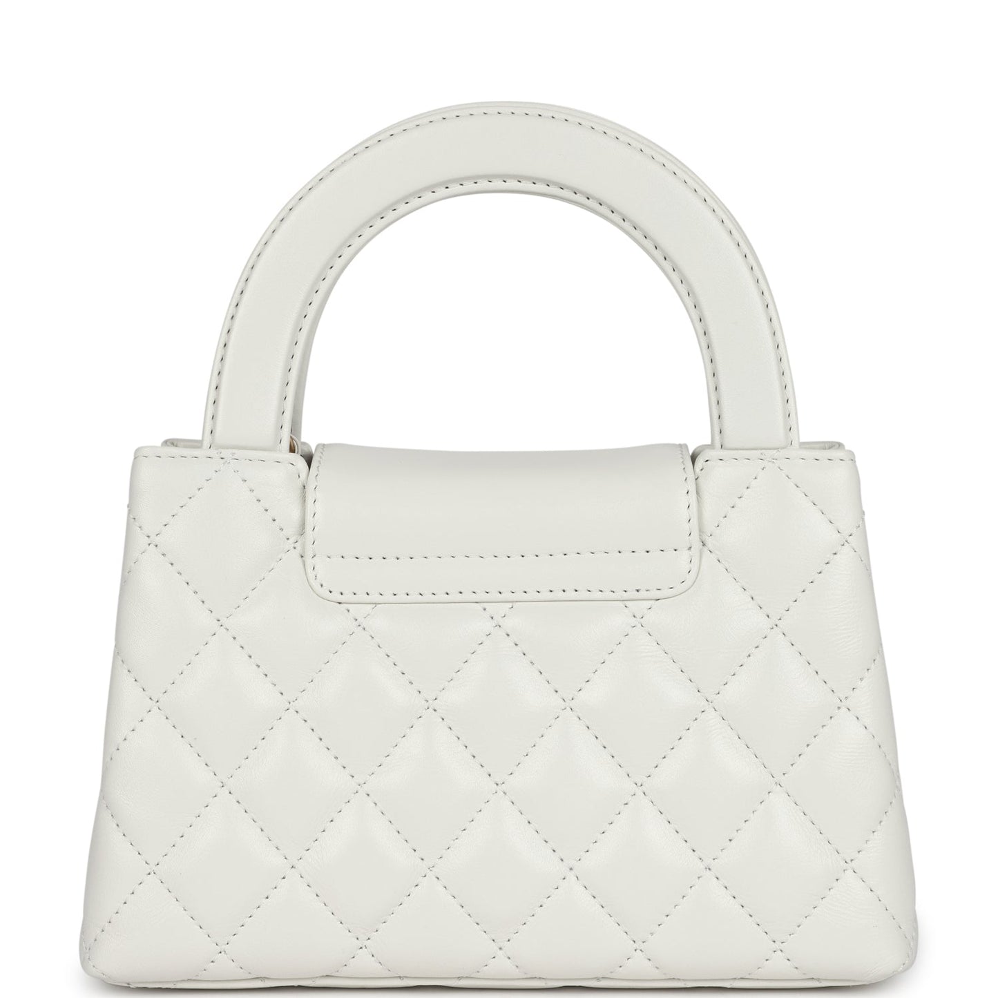 Small Kelly Shopper White Shiny Aged Calfskin Brushed Gold Hardware Bag Signature