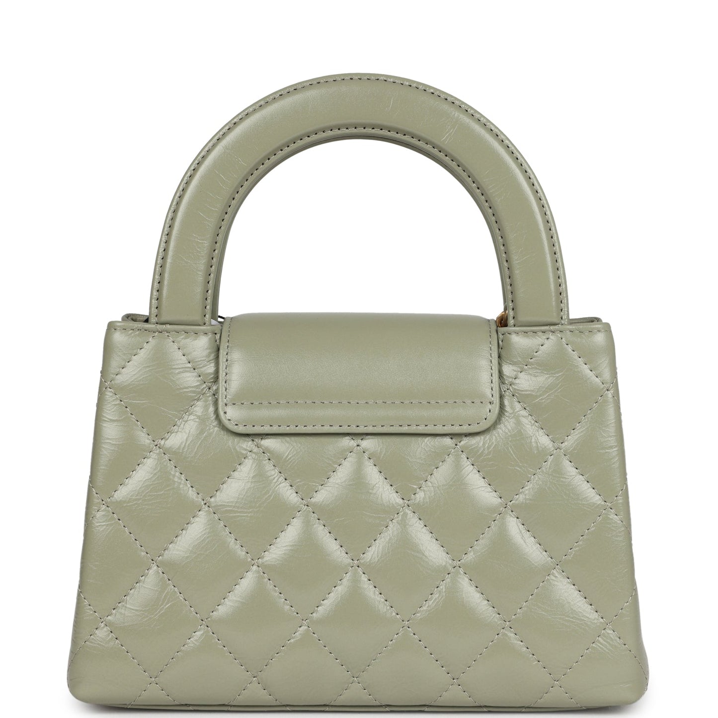 Chanel Small Kelly Shopper Khaki Shiny Aged Calfskin Brushed Gold Hardware Bag