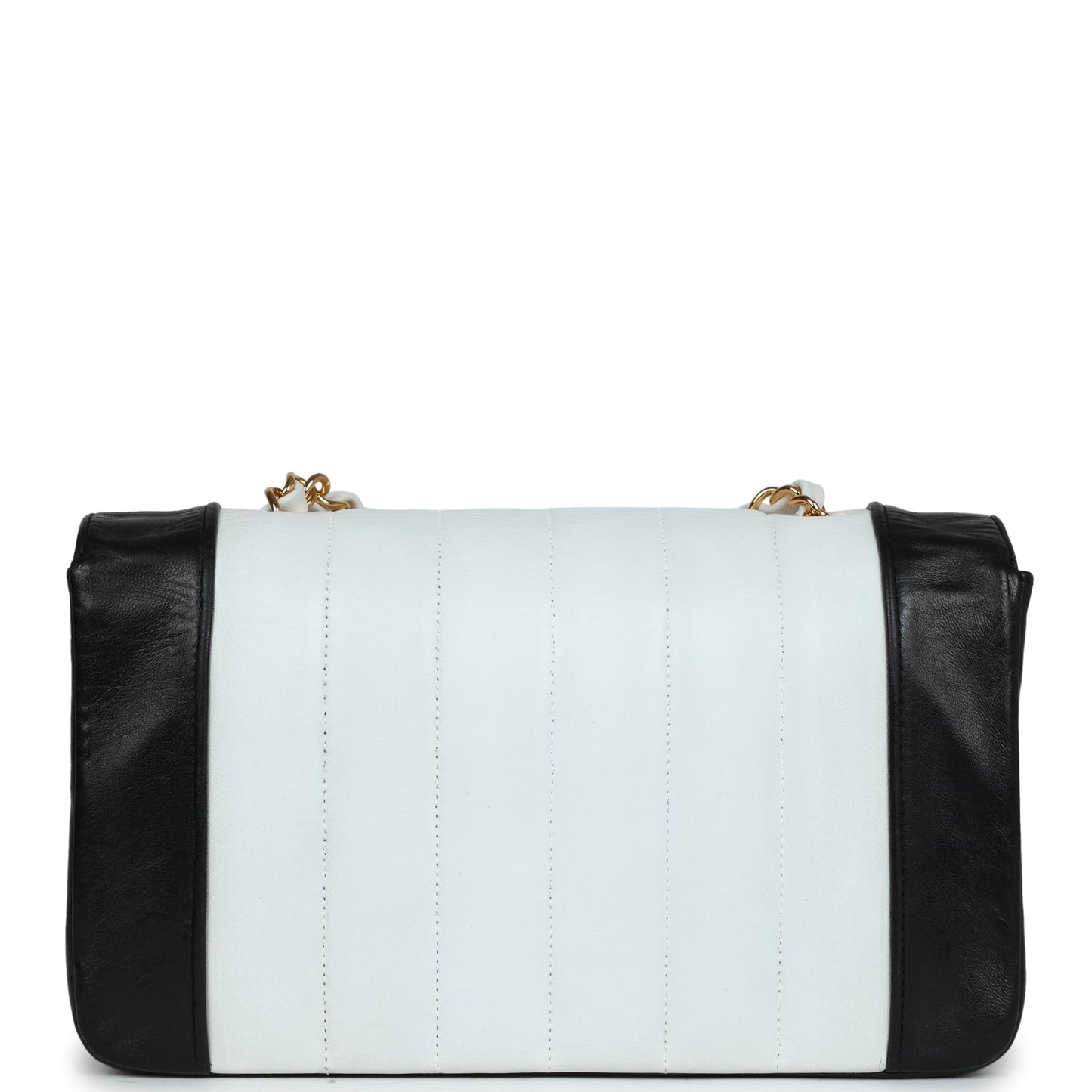 Chanel Small Mademoiselle Flap White and Navy Lambskin Gold Hardware Accessory