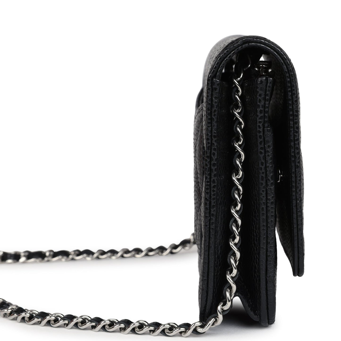 Wallet On Chain WOC Black Caviar Silver Hardware Bag Signature