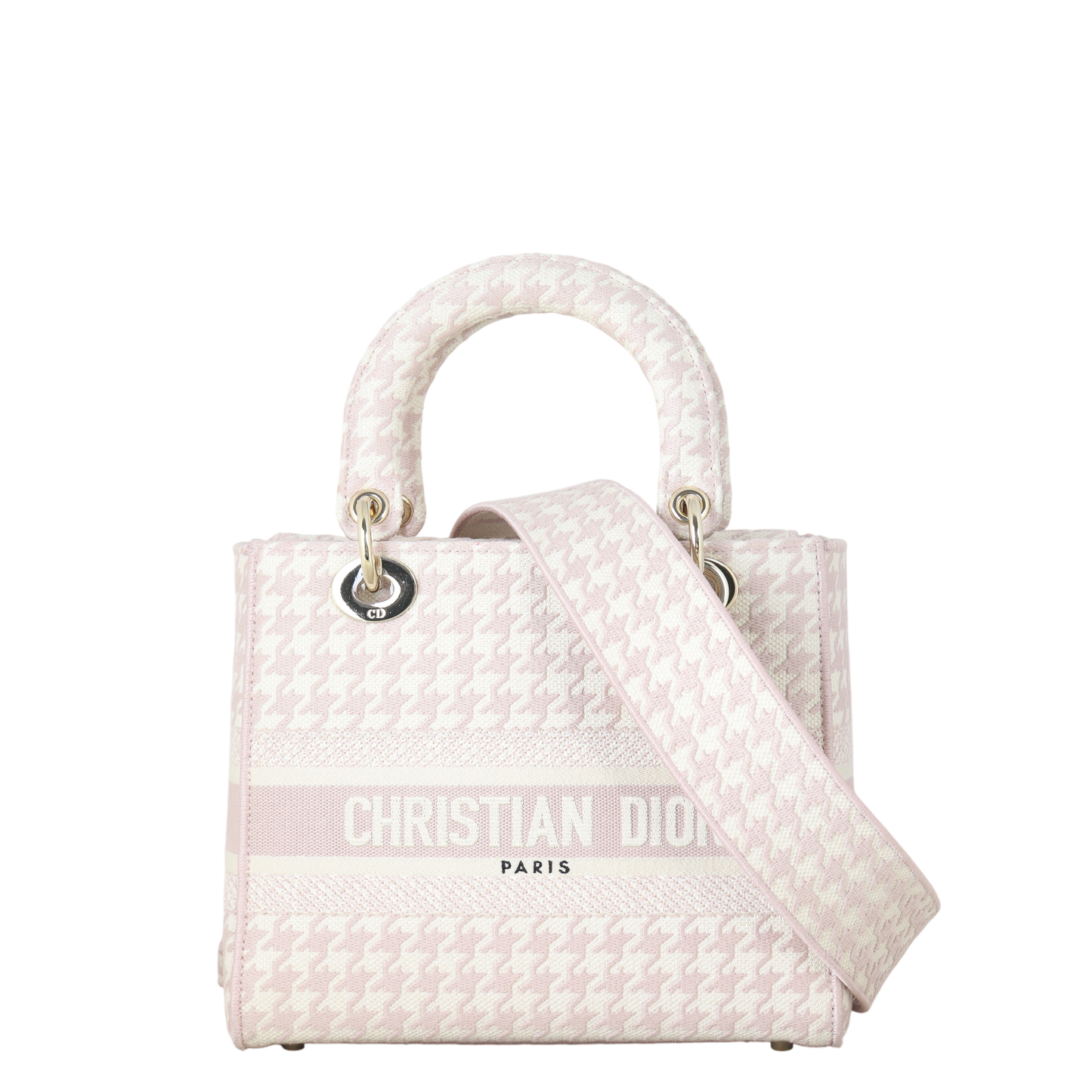 Dior Crossbody Bag Lady D-Lite Houndstooth Canvas Medium Shoulder Bag