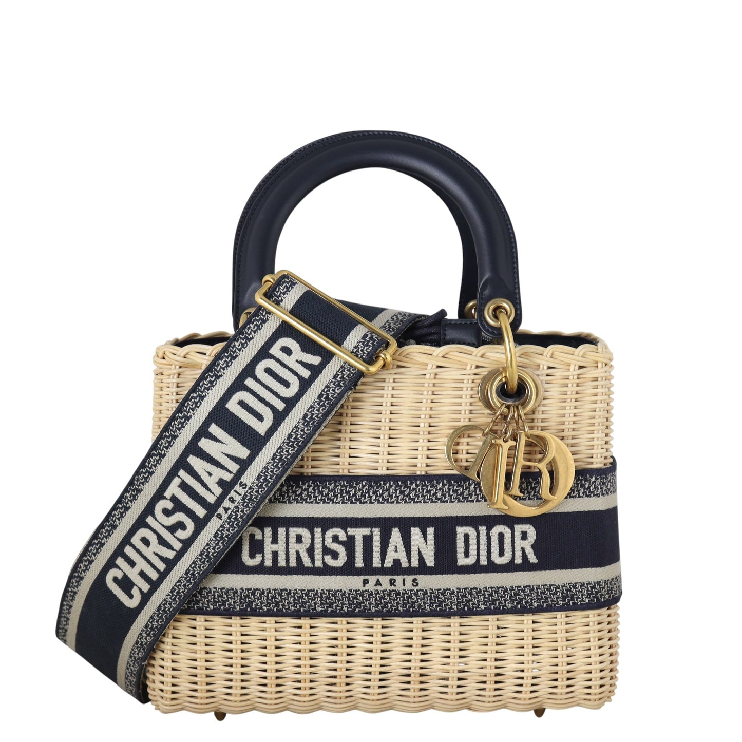 Dior Crossbody Bag Lady Oblique Wicker Medium Shoulder Bag