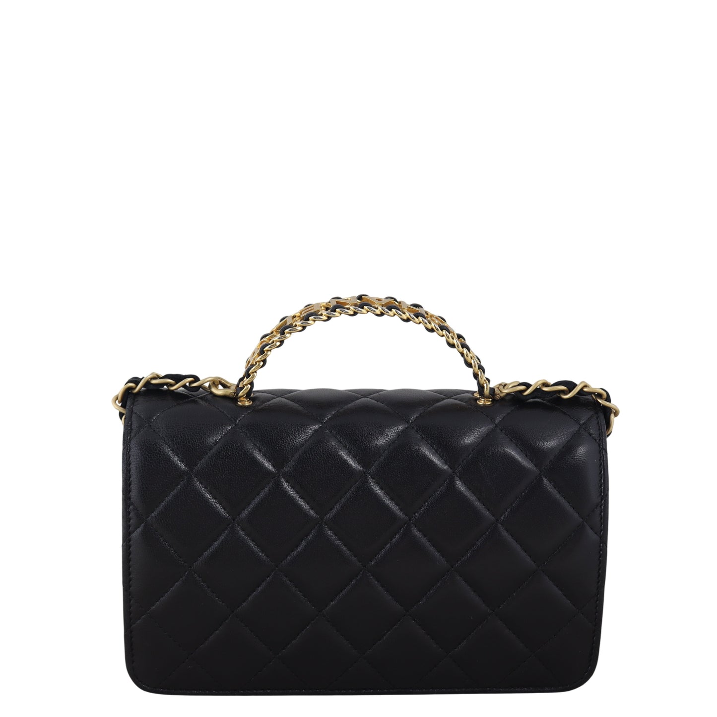 Chanel Logo Top Handle Wallet on Quilted Black Crossbody Bag