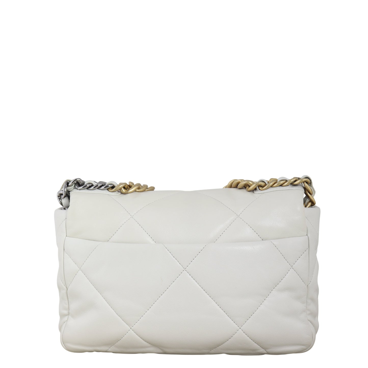 Chanel 19 Flap Bag Quilted White Shoulder Bag Medium 14012026