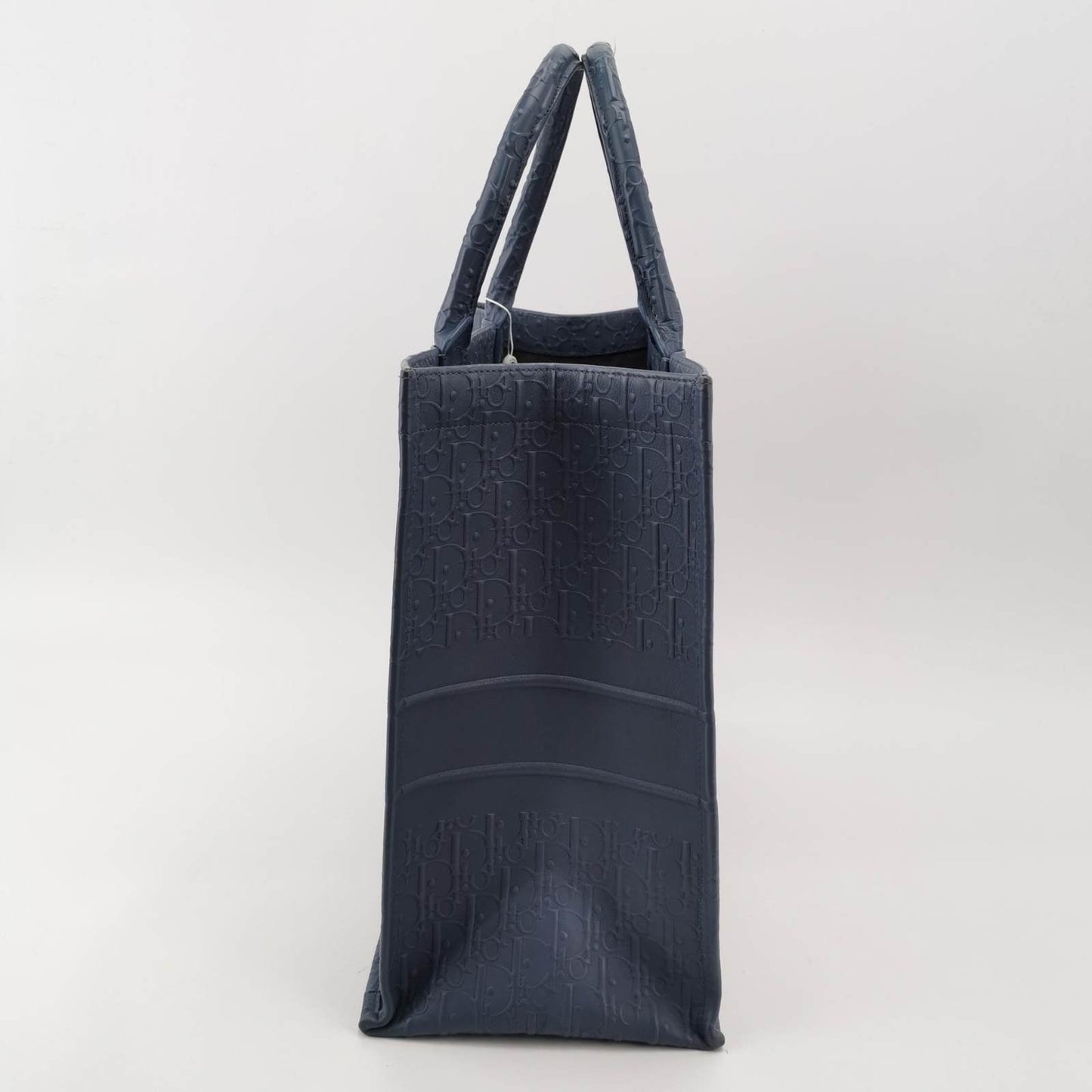 Dior Christian Book Tote Calfskin Oblique Embossed Handbag Leather Blue Tote Bag