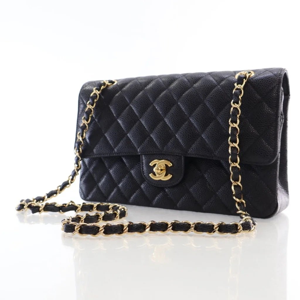 Chanel QUILTED CAVIAR CLASSIC DOUBLE FLAP Leather Handbag