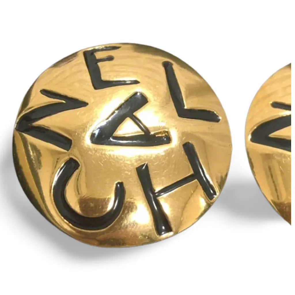 CHANEL LOGO ENGRAVED CLIP-ON EARRINGS