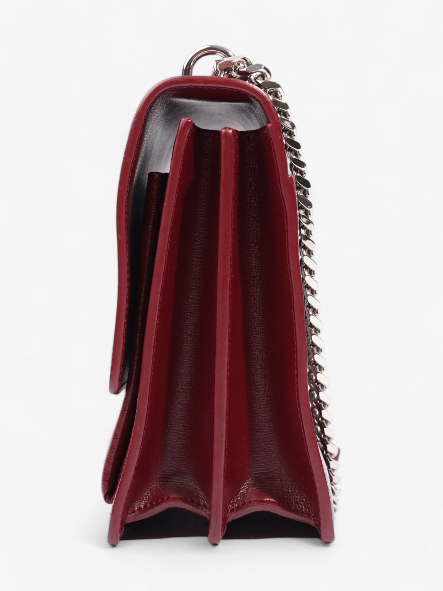 YSL Saint Laurent Sunset Deep Calfskin Shoulder Bag Leather Red