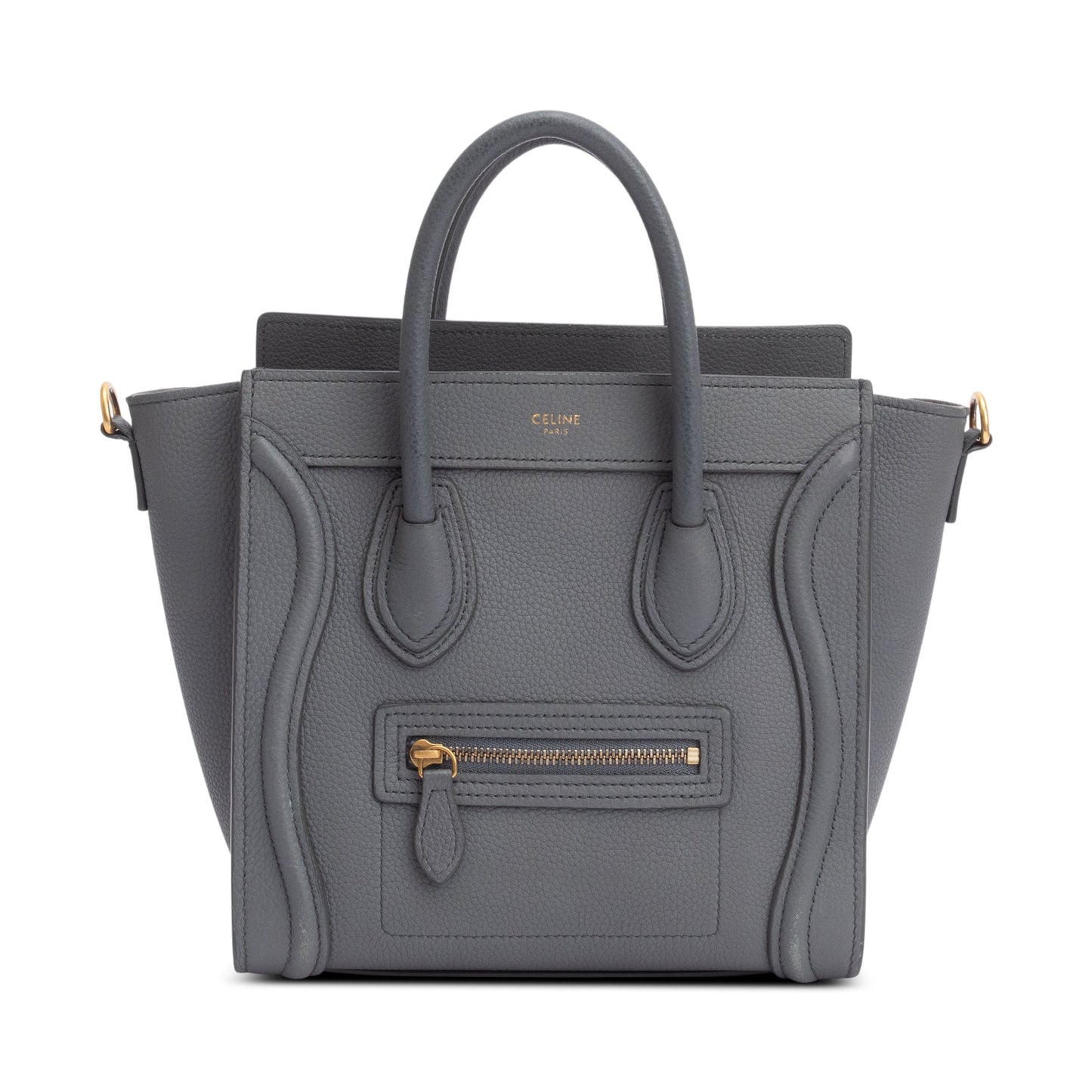 Celine Grey Calfskin Nano Luggage Tote Handbag Leather Tote Bag