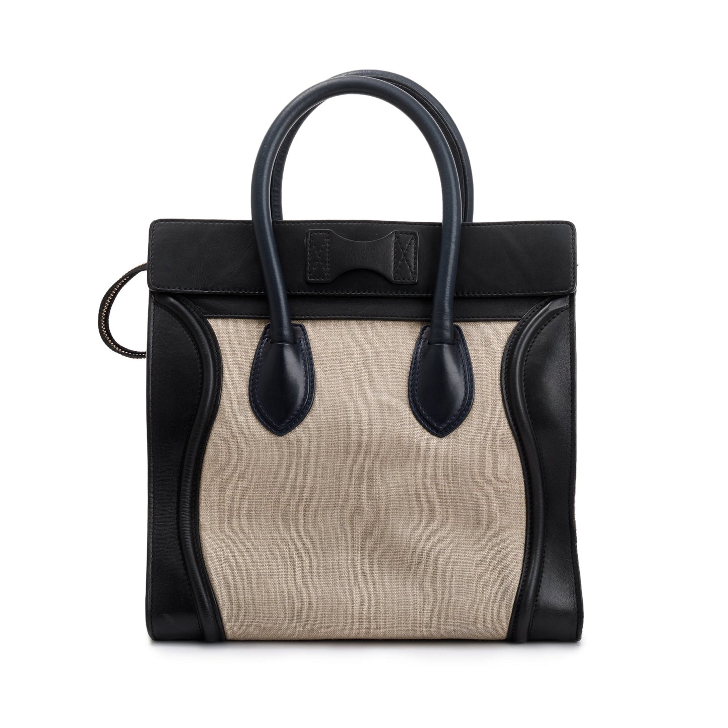 Celine Natural And & Navy Tricolour Calfskin Mini Leather Canvas Tote Bag