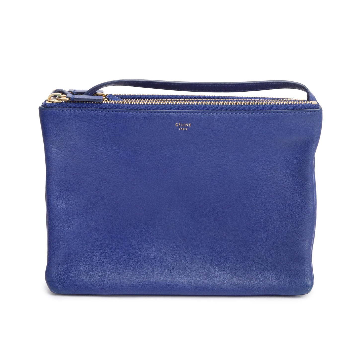 Celine Navy Calfskin Trio Crossbody Bag Leather Blue