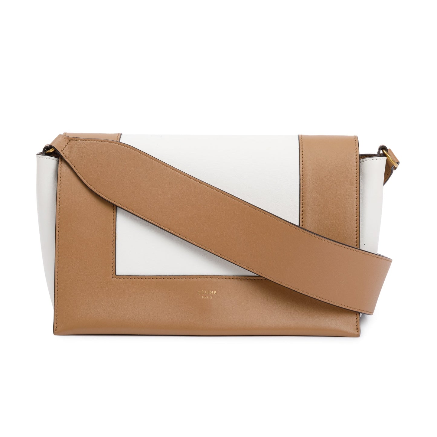 Celine Smooth Calfskin Medium Frame Shoulder Bag Leather White