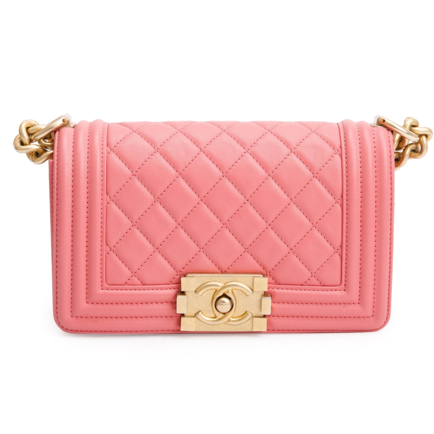 Chanel Boy Leather Lambskin Pink Travel Bag