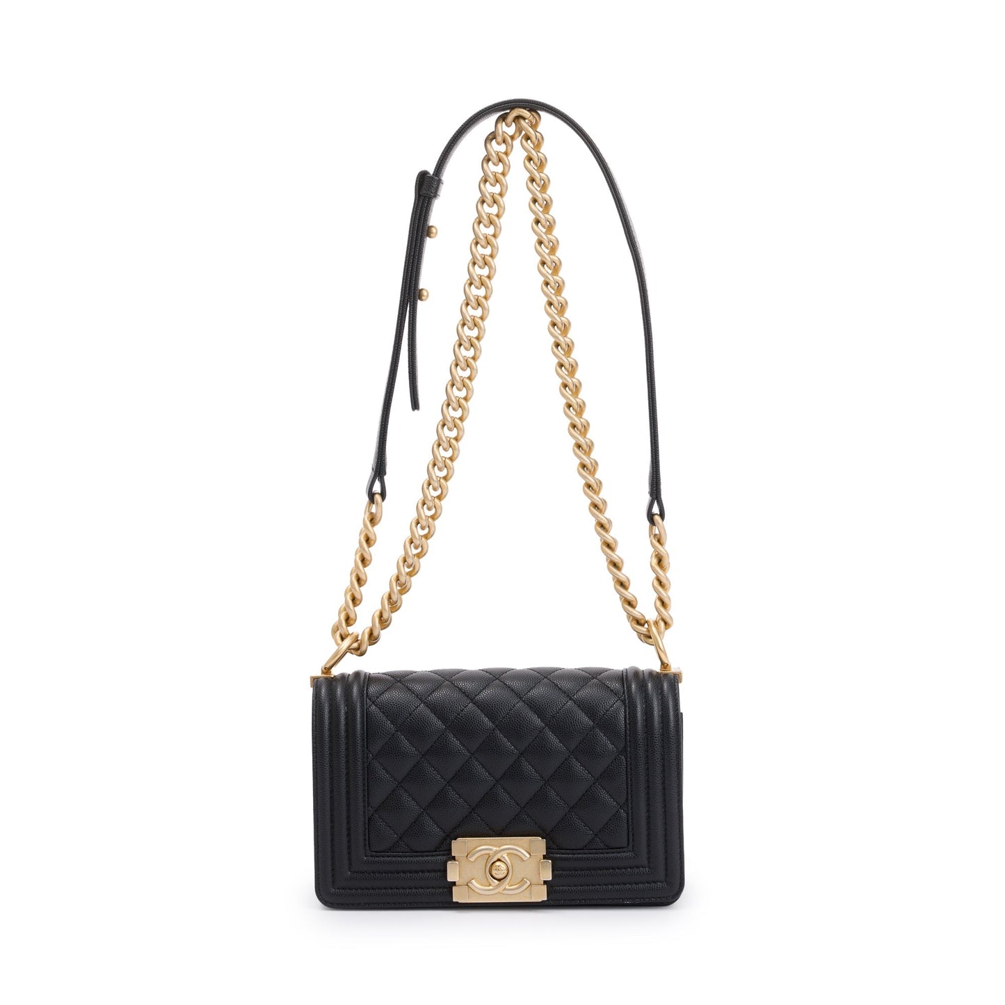 Chanel Caviar Boy Leather Black Travel Bag