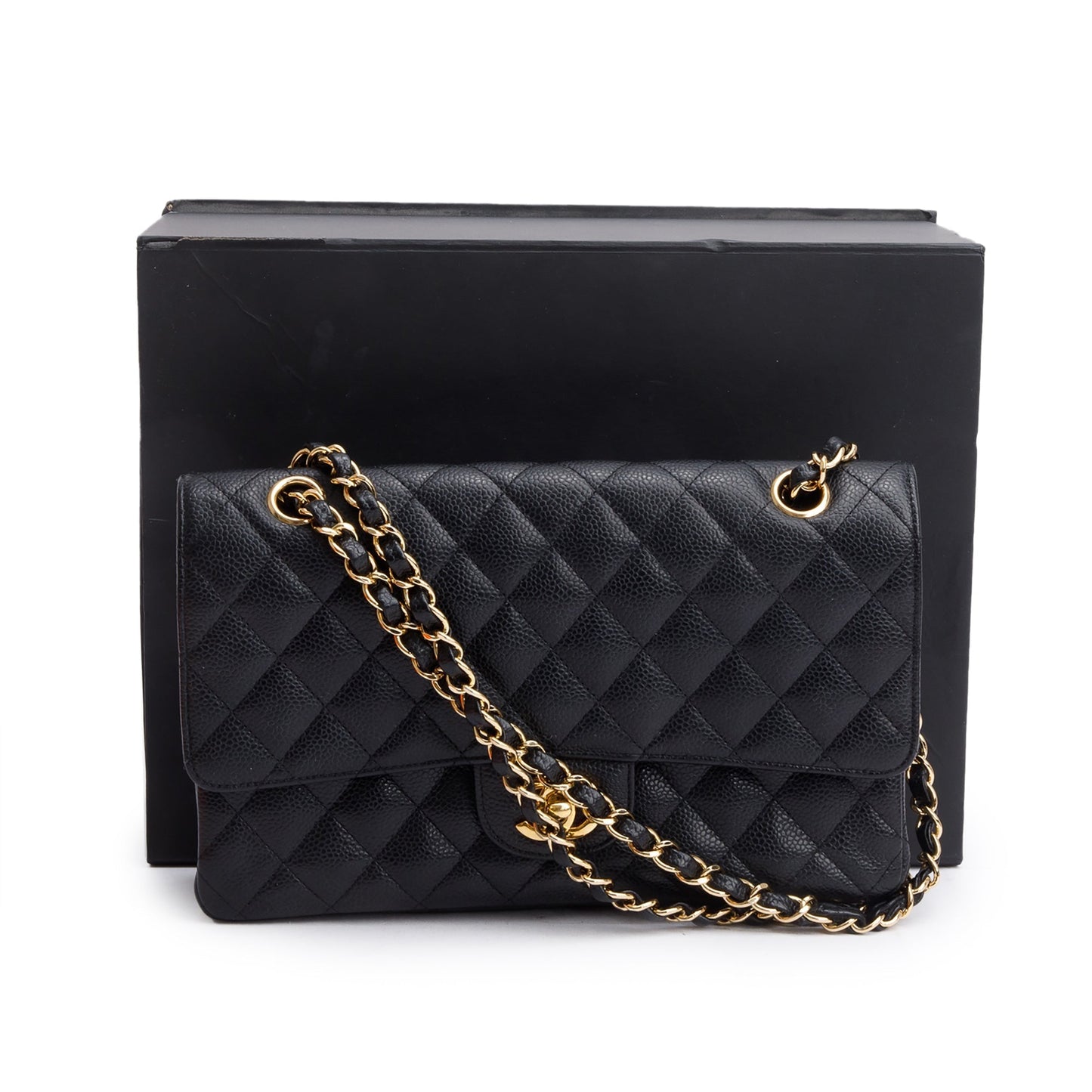 Chanel Quilted Caviar Classic Double Flap Leather Black Travel Bag 6