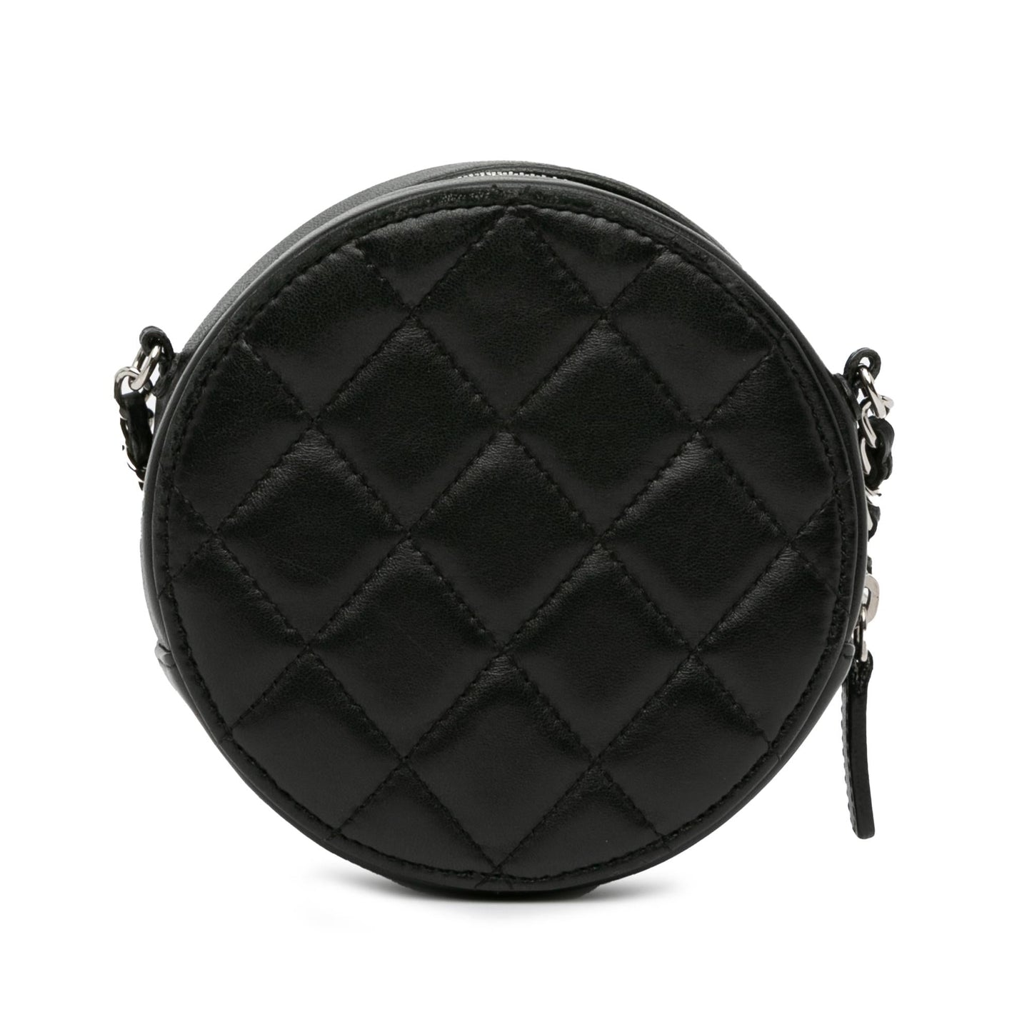 Chanel CC Quilted Lambskin Round Clutch Bag