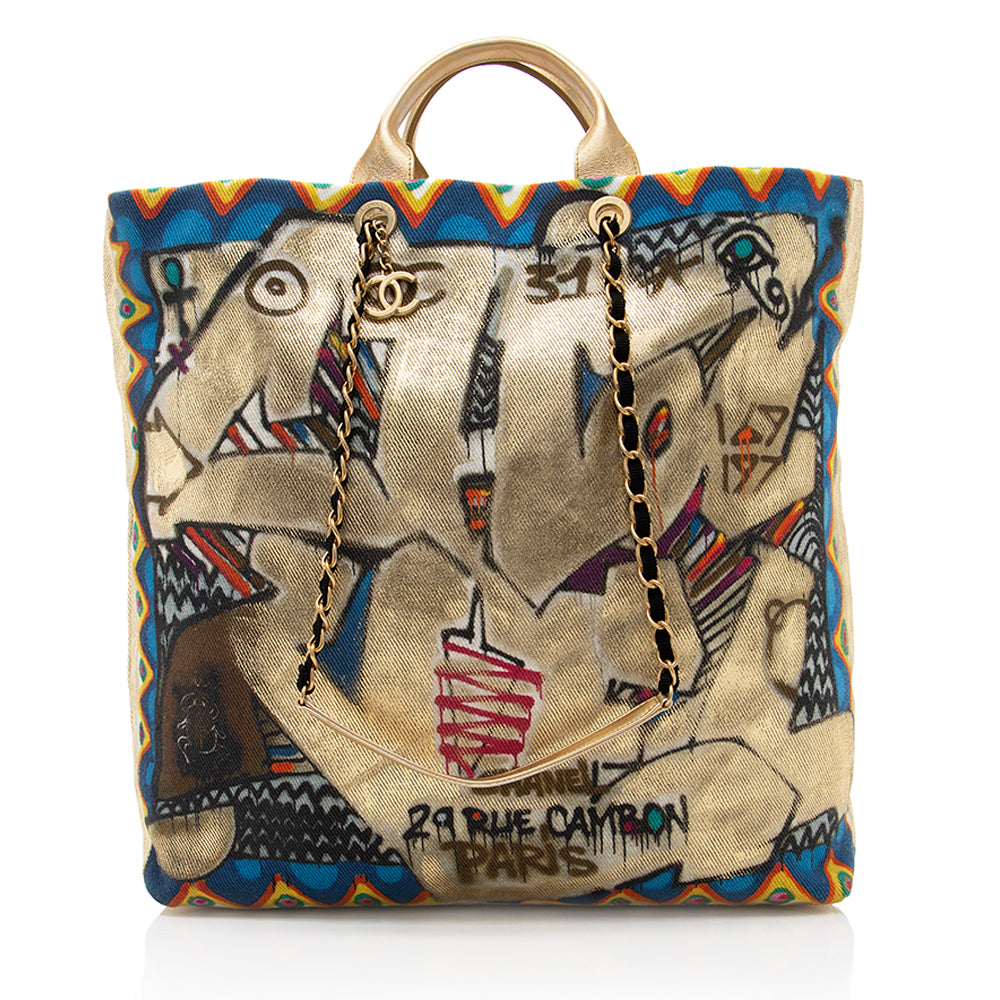 Chanel Graffiti Paris-New York Street Spirit Maxi Canvas Tote Bag