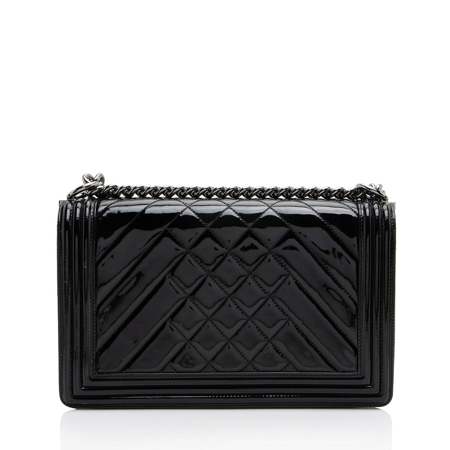 Chanel Chevron Patent New Boy Leather Handbag
