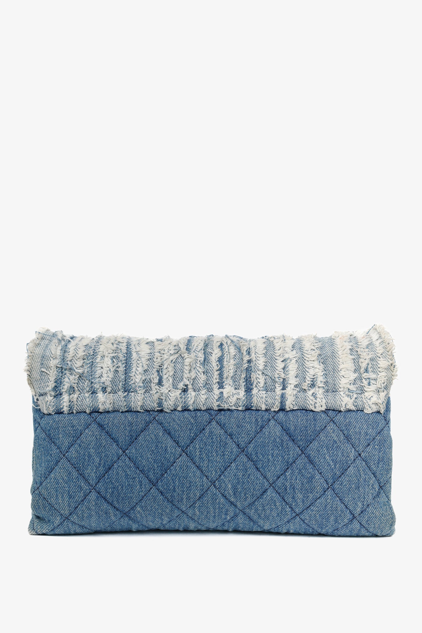 Chanel Blue Denim Fringe CC Medium Flap Bag