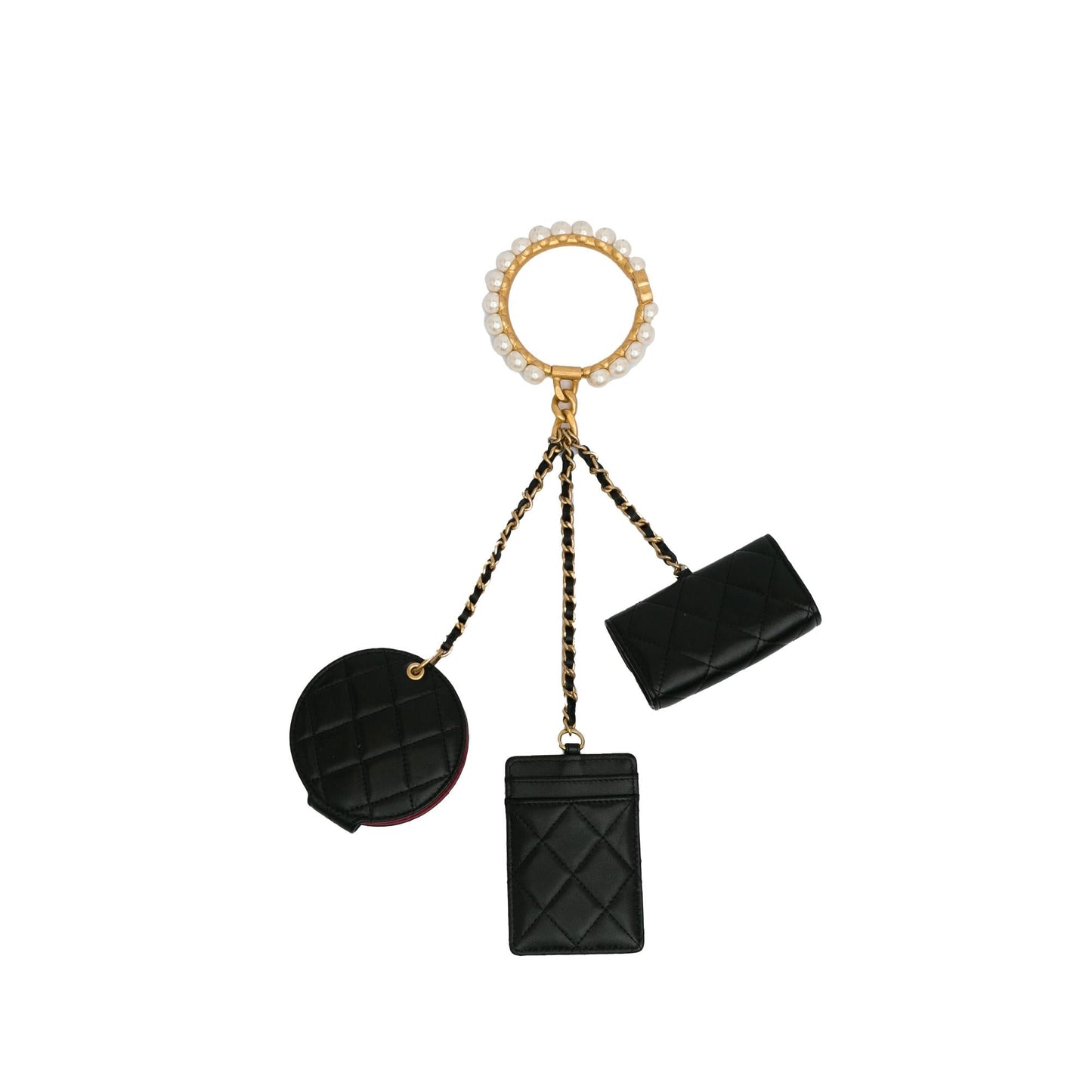Chanel Lambskin Pearl Crown CC Wristlet Multi Handbag