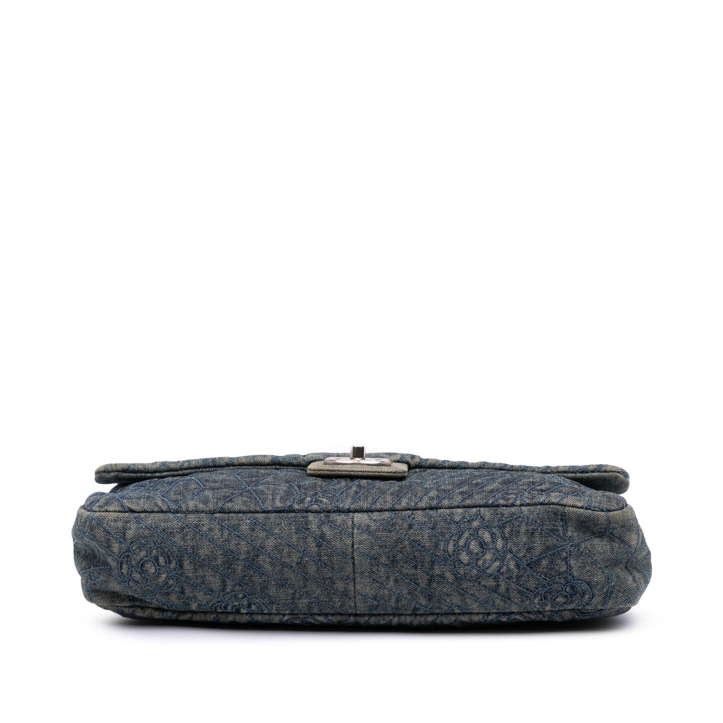Chanel Embroidered Denim Camellia Flap Handbag