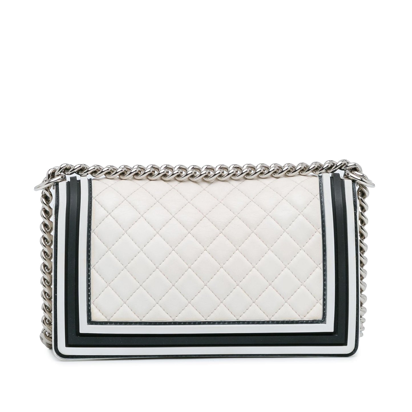 Chanel Bicolor Lambskin Rubber Boy Flap Handbag Boy Flap