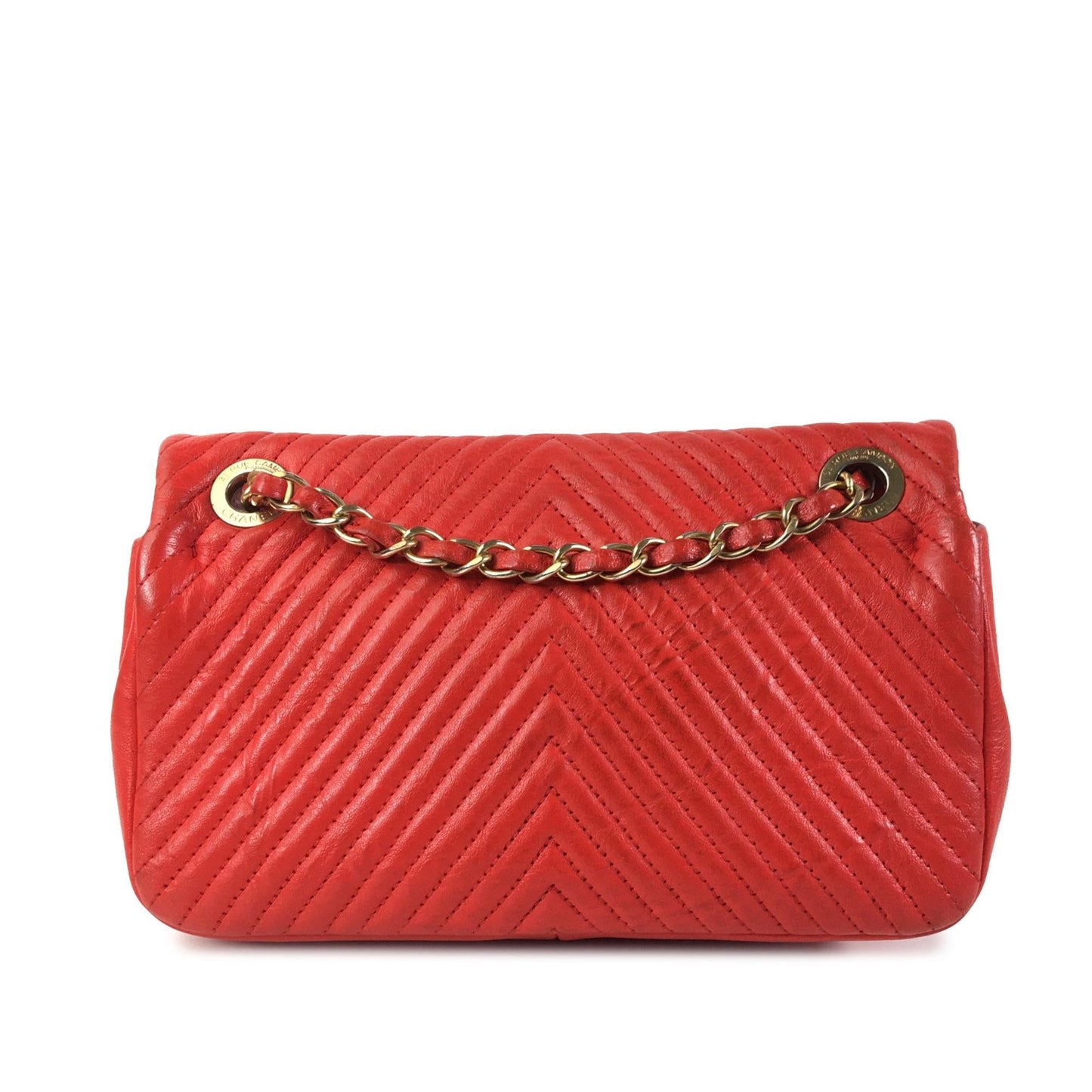 Chanel Wrinkled Calfskin Quilted Chevron Medallion Charm Key Chain