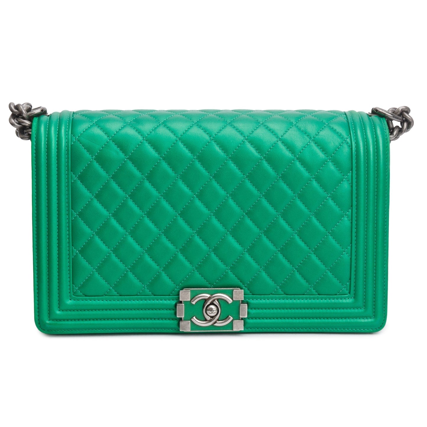 Chanel New Boy Leather Calfskin Green Travel Bag