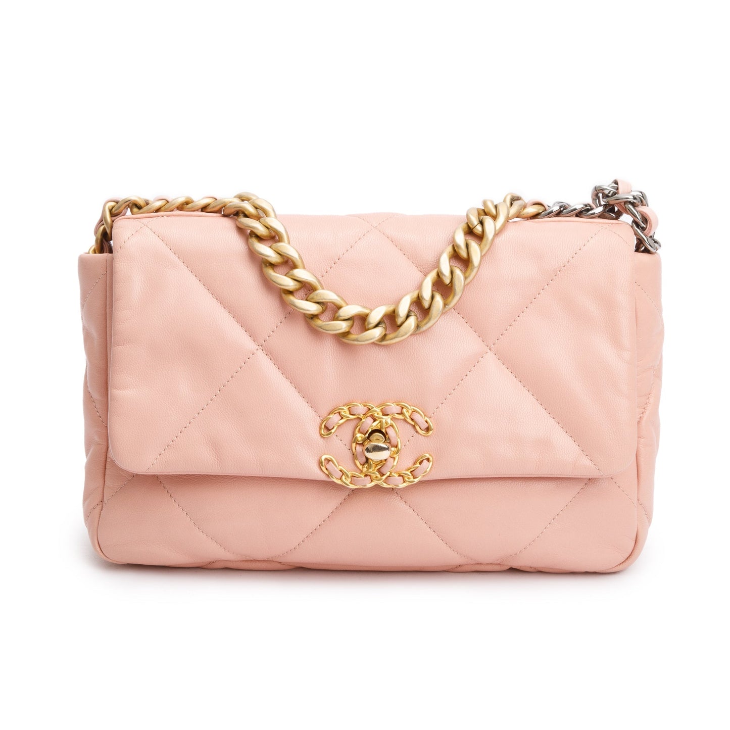 Chanel 19 Flap Leather Lambskin Pink Travel Bag Authenticity Card