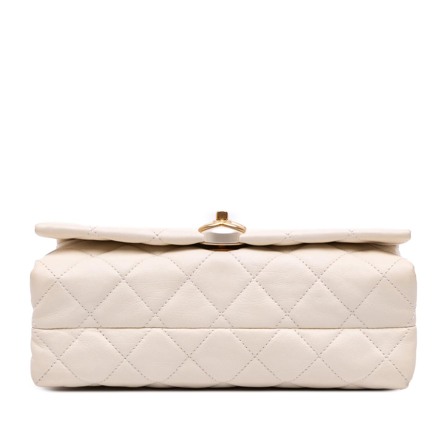 Chanel Quilted Calfskin Pearl CC Accordion Flap Handbag Flap 2