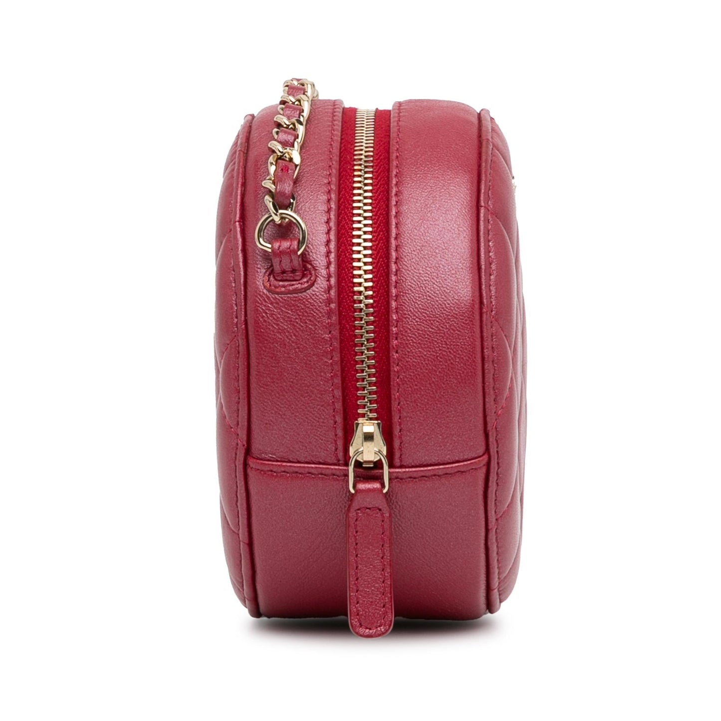Chanel Quilted Lambskin Round Pearl SHG-QFU7OK Clutch Bag