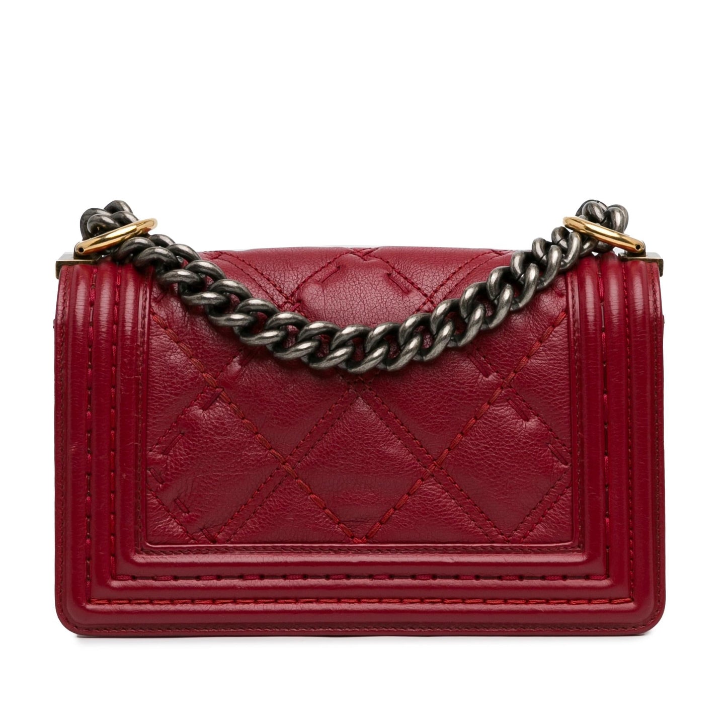 Chanel Grained Calfskin Boy Double Stitch Flap Small Handbag