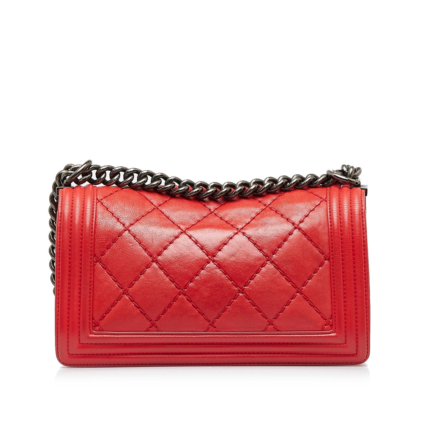 Chanel Lambskin Double Stitch Boy Flap Small Handbag