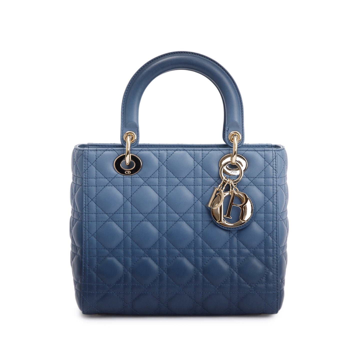 Dior Christian Gradient Lady Bag Leather Blue Travel Bag