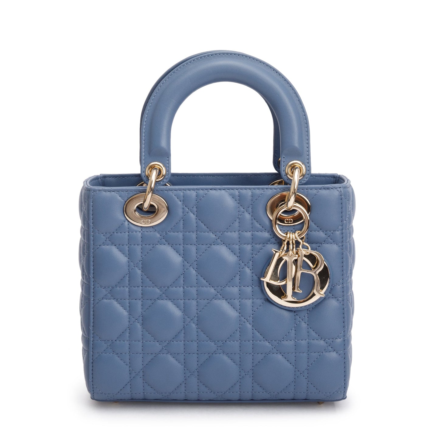 Dior Christian Cannage Lambskin Lady Bag Leather Blue Travel Bag