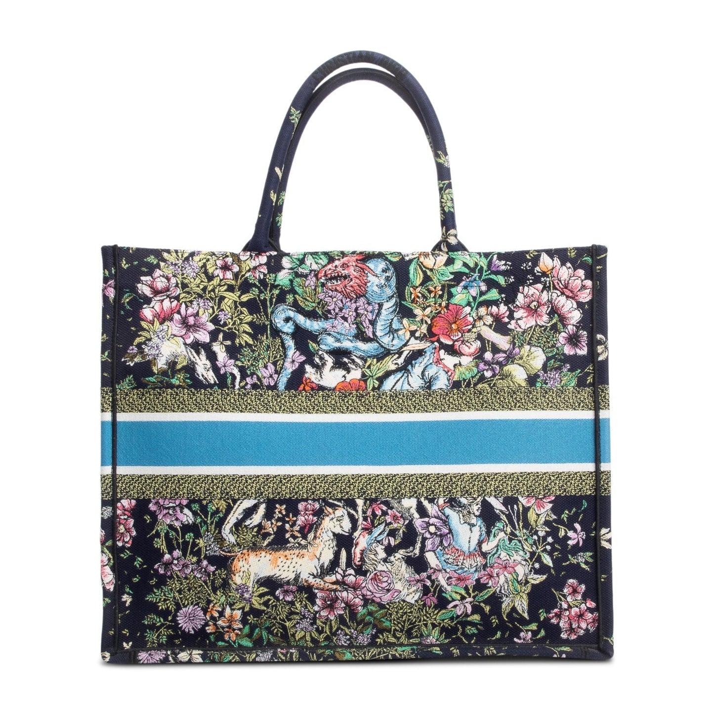Dior Christian Navy Multicolor Toile De Jouy D Large Tote Bag
