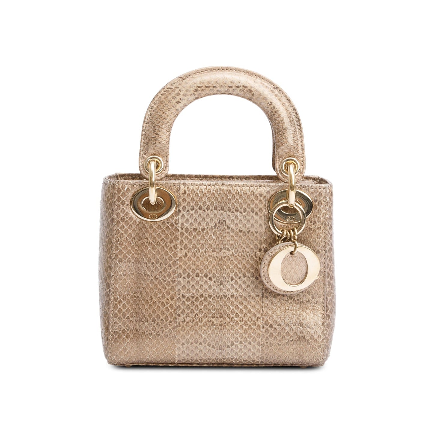 Dior Christian Python Lady Bag Brown Mini Travel Bag