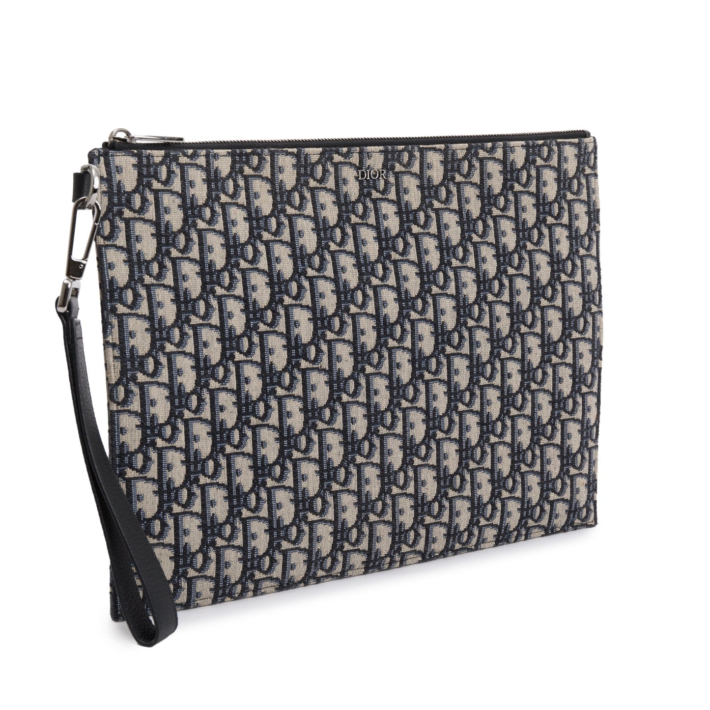 Dior Christian Homme & Oblique Jacquard A Pouch Black Beige Travel Bag