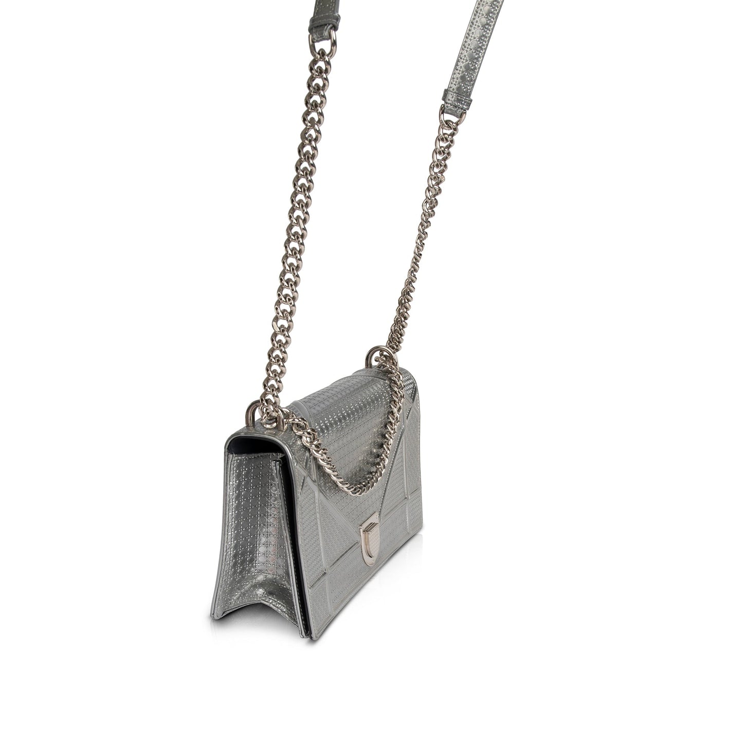 Dior Christian Metallic Microcannage ama Shoulder Bag Large