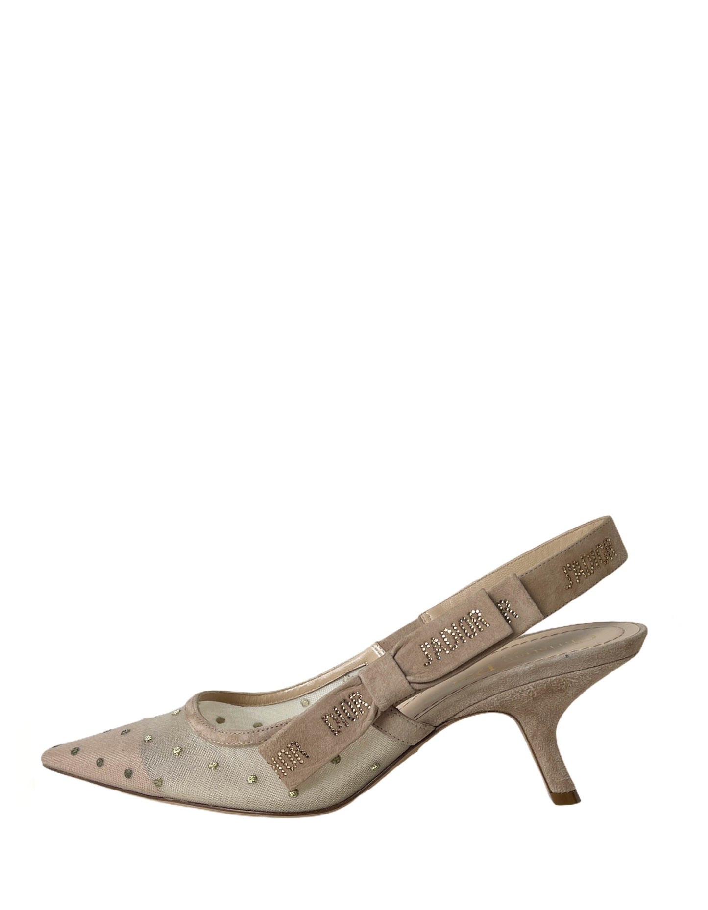 Dior Sling Bag Christian NEW Nude Plumetis J’ Slingback Suede Shoes