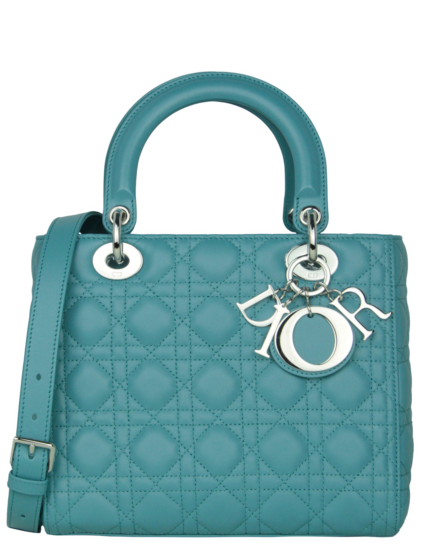 Dior Handbag Christian Cannage Lady Bag Leather Quilted Blue Crossbody Bag