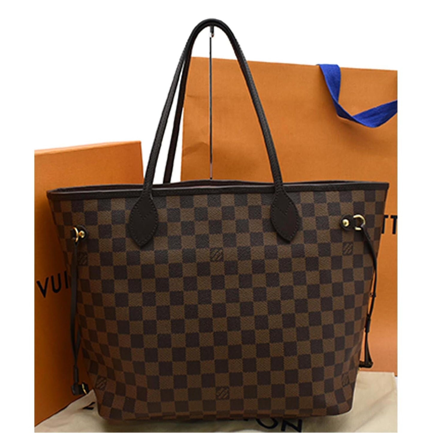 Louis Neverfull Mm Damier Ebene Tote Bag