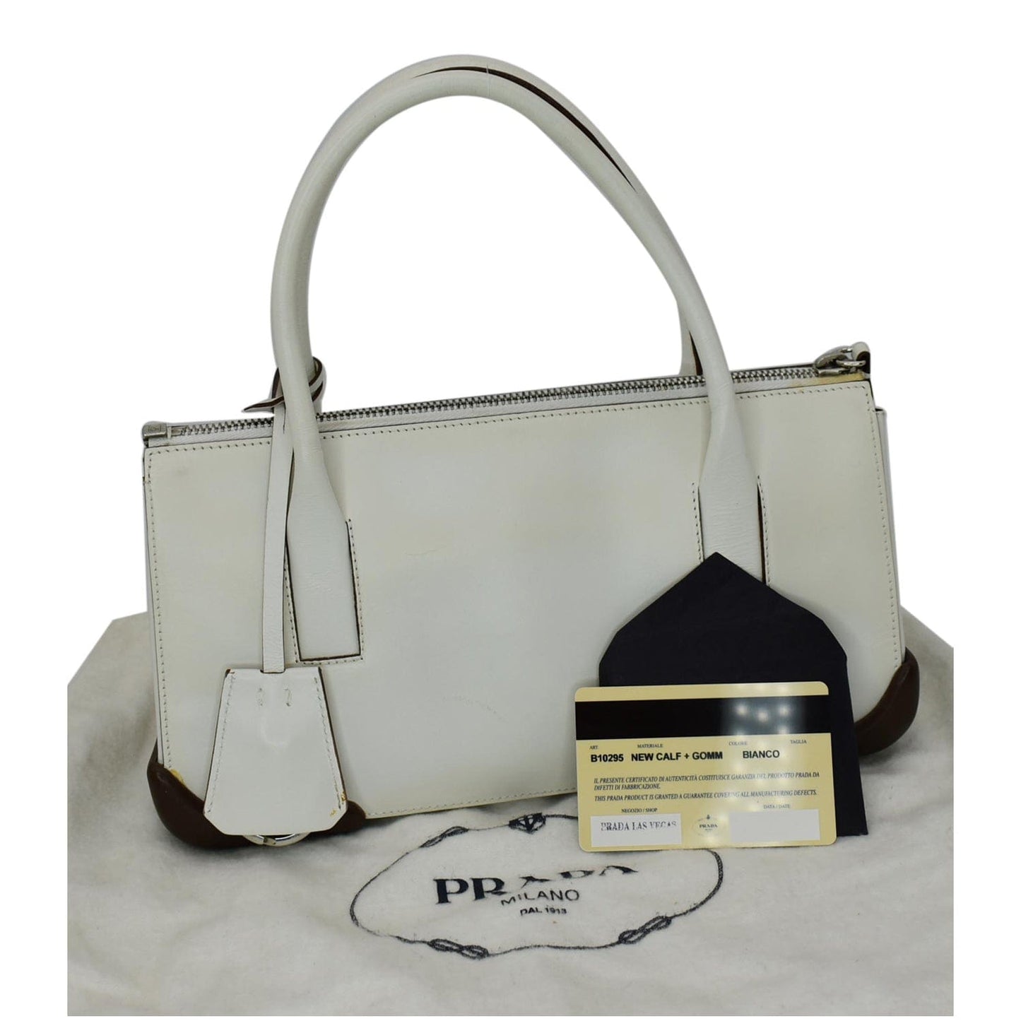 Prada Top Handle Bag Leather White Travel Bag