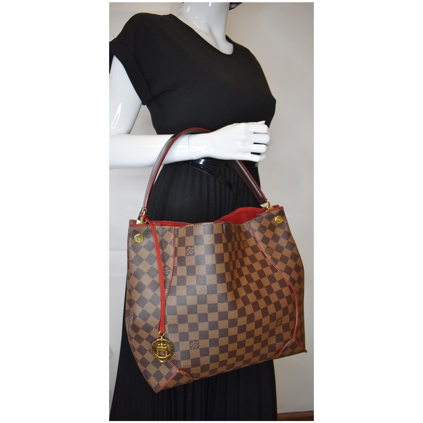 Louis Caissa Damier Ebene Hobo Bag Brown Shoulder Bag
