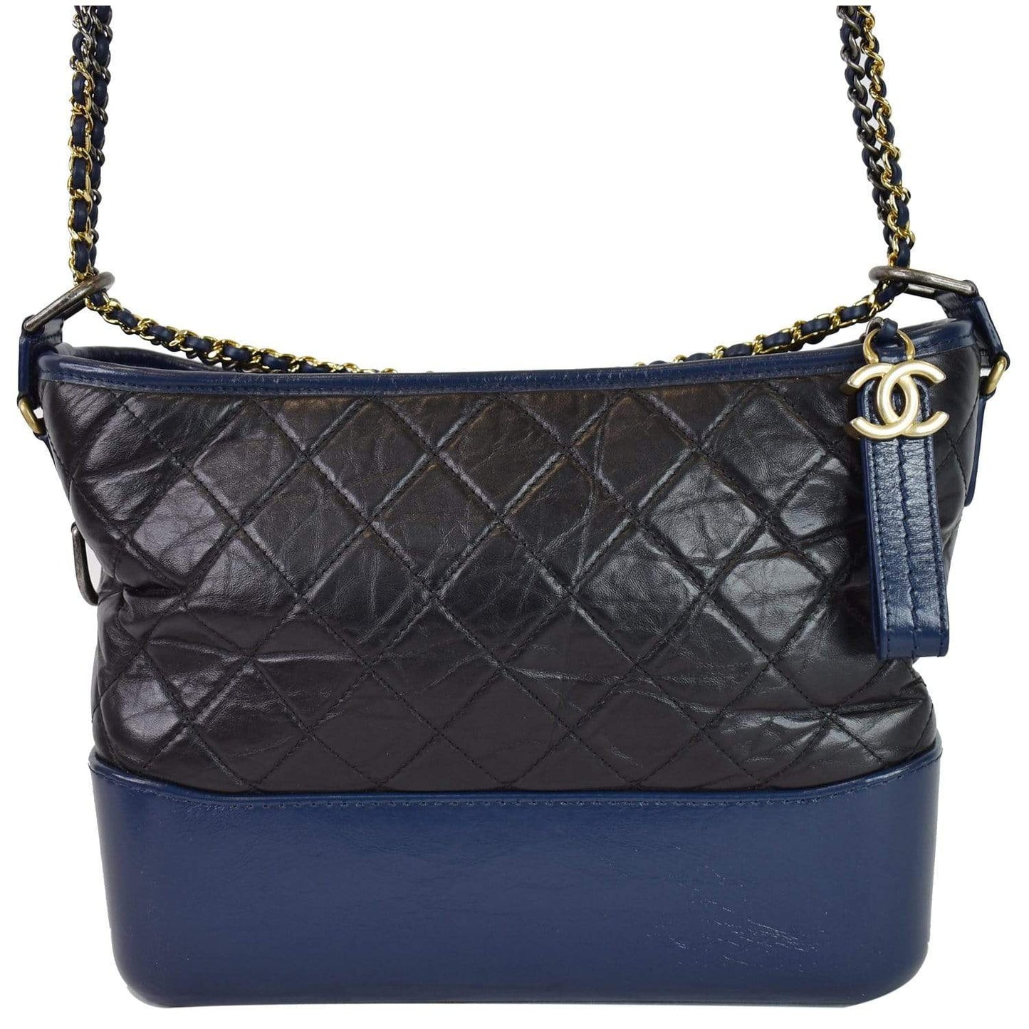 Chanel Gabrielle Medium Hobo Bag Blue Leather Quilted Shoulder Bag