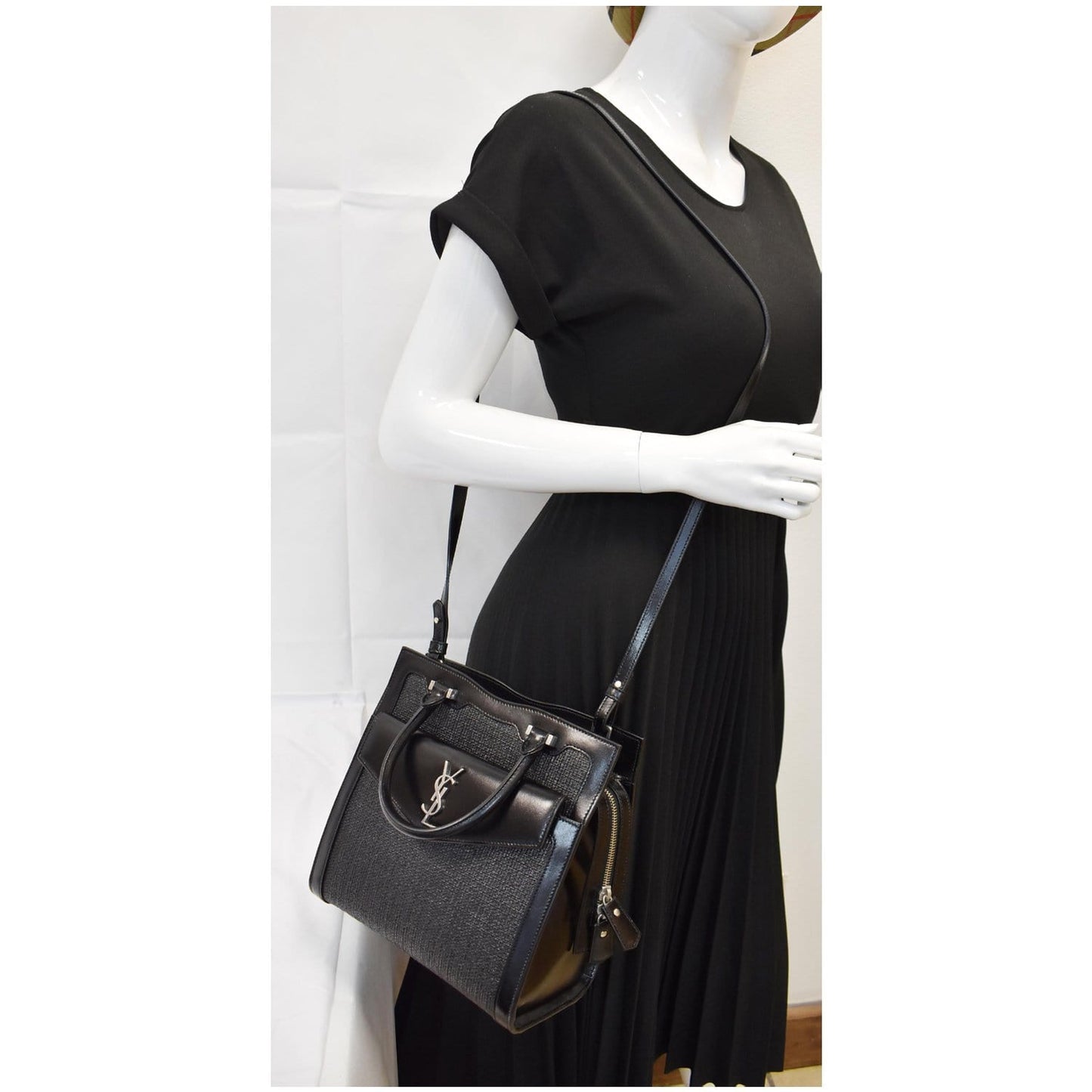 YSL Saint Laurent Saint Uptown Small Tote Bag Leather Canvas