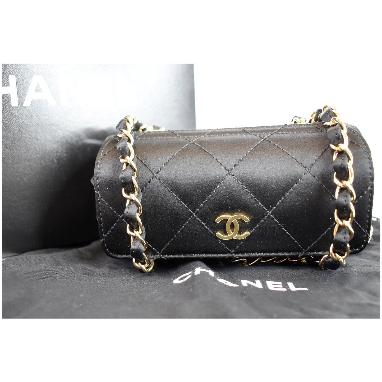 Chanel Sac Divers Baguette Bag Satin Quilted Shoulder Bag