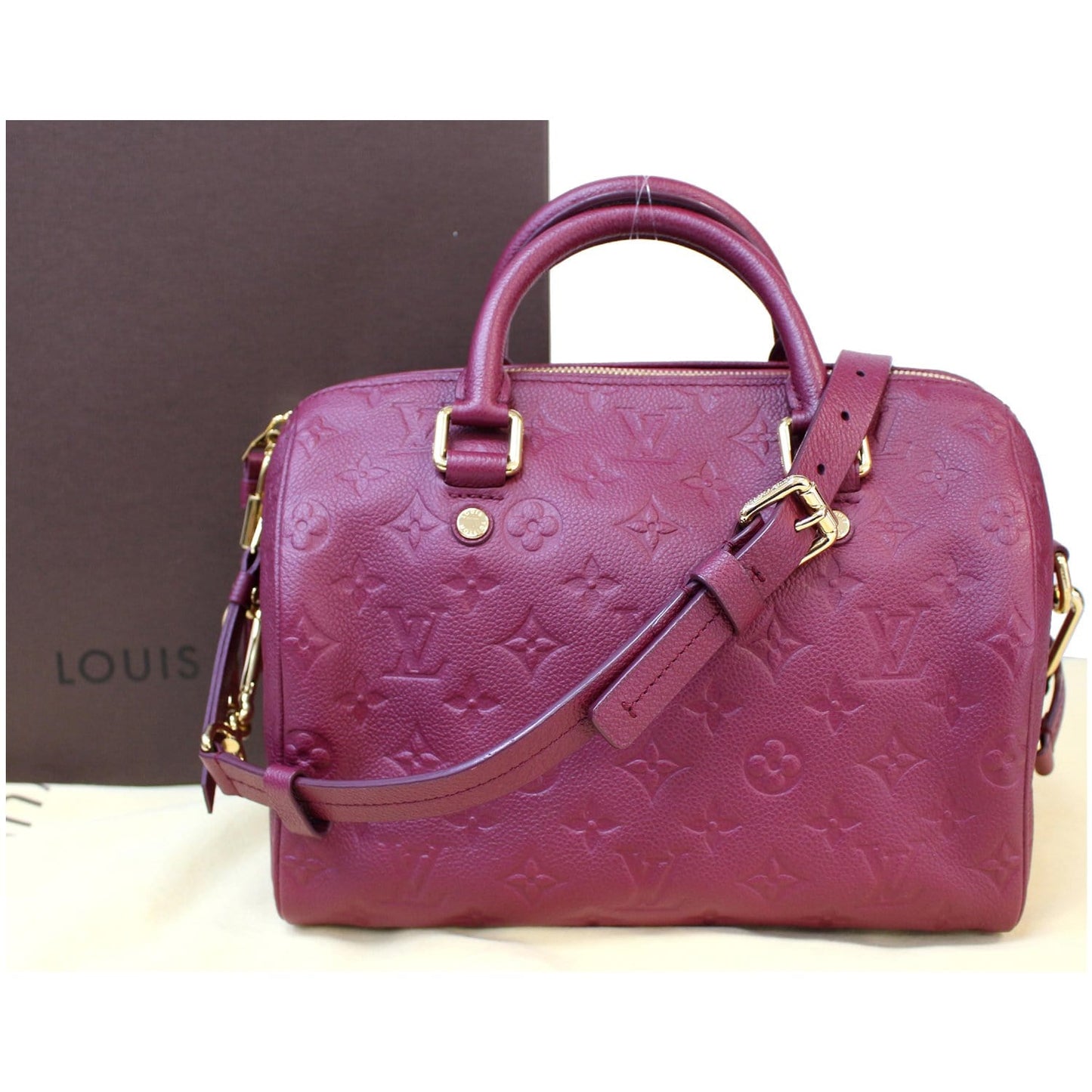 Louis Speedy Bandouliere Empreinte Shoulder Bag Mulberry Leather