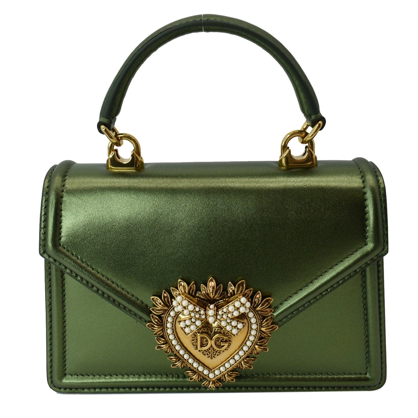 Dolce & Devotion Nappa Mordore Top Handle Leather Green Shoulder Bag